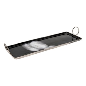 Tray with Metal and Ring Handles- Black and Silver