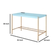 Writing Desk with USB Dock and Metal Legs- Sky Blue and Gold