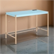 Writing Desk with USB Dock and Metal Legs- Sky Blue and Gold