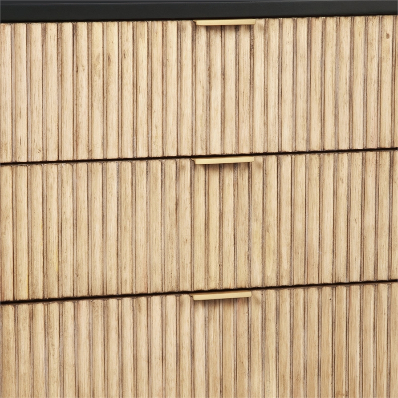 Accent Chest with 3 Corrugated Drawers and Metal Base- Black