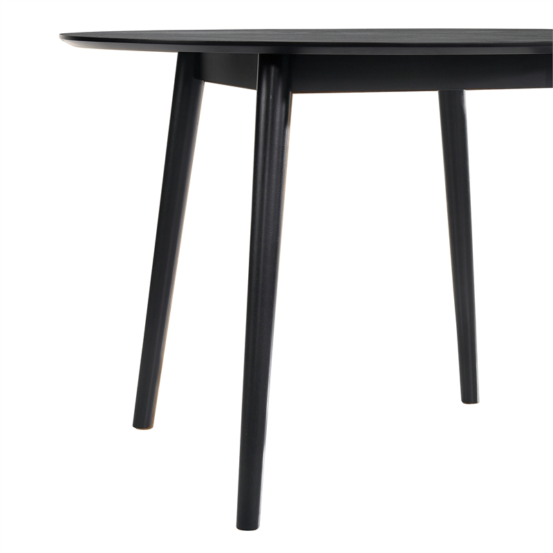 Dining Table with Wood and Rounded Tapered Legs- Black