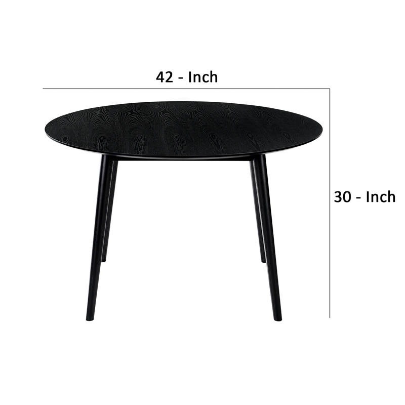 Dining Table with Wood and Rounded Tapered Legs- Black