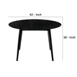 Dining Table with Wood and Rounded Tapered Legs- Black