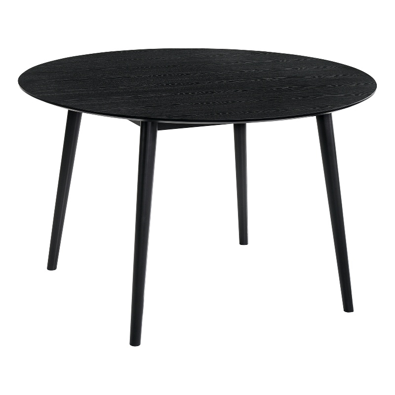 Dining Table with Wood and Rounded Tapered Legs- Black