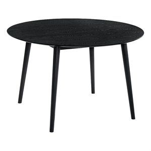 Dining Table with Wood and Rounded Tapered Legs- Black