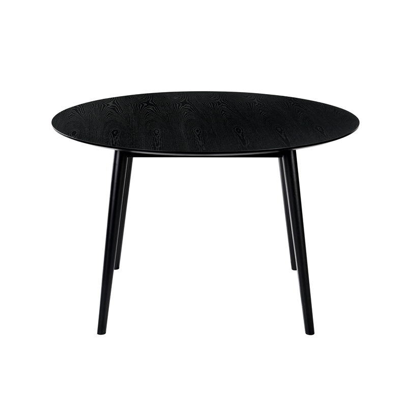 Dining Table with Wood and Rounded Tapered Legs- Black