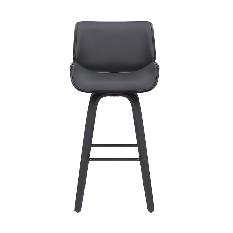 30 Inch Bar Stool with Curved Padded Back and Seat- Gray