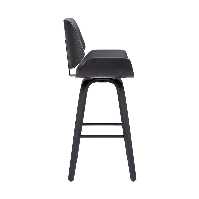 30 Inch Bar Stool with Curved Padded Back and Seat- Gray