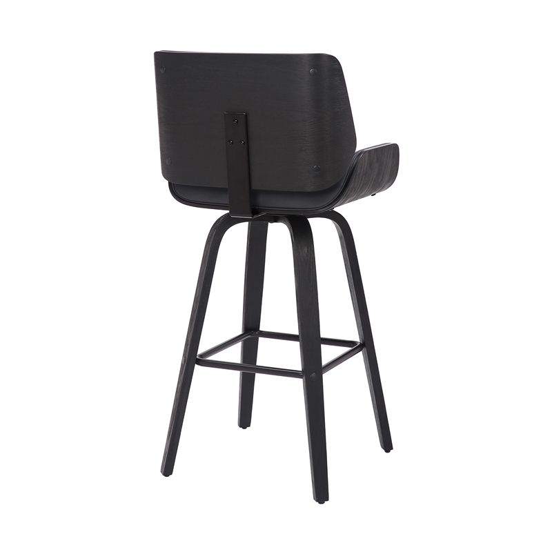 30 Inch Bar Stool with Curved Padded Back and Seat- Gray