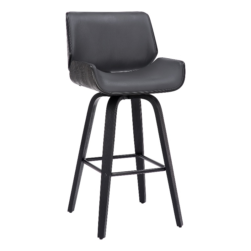 30 Inch Bar Stool with Curved Padded Back and Seat- Gray