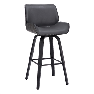30 Inch Bar Stool with Curved Padded Back and Seat- Gray