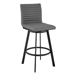 Swivel Barstool with Horizontal Channel Stitching- Black and Gray