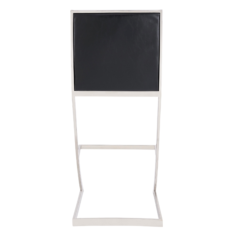 Barstool with Channel Stitching and Angled Cantilever Base- Black and Silver