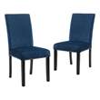 Kate 38 Inch Velvet Upholstered Wood Dining Chair- Set of 2- Blue