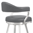26 Inch Vegan Faux Leather Metal Counter Stool- Gray- Silver