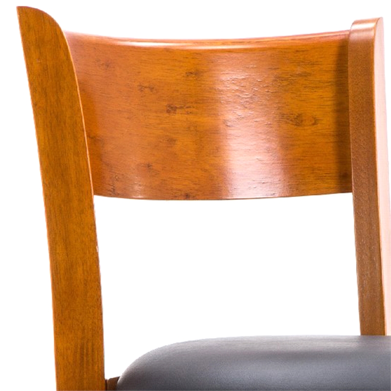 Sabi 24 inch Swivel Counter Stool- Solid Wood- Faux Leather- Brown- Black