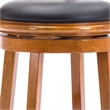Sabi 24 inch Swivel Counter Stool- Solid Wood- Faux Leather- Brown- Black
