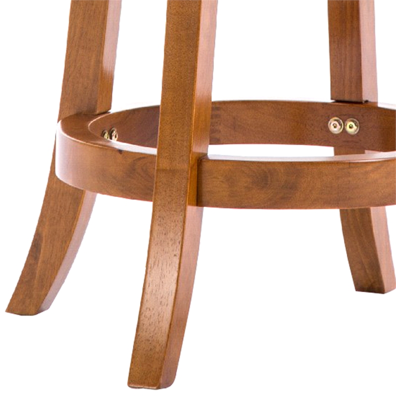 Sabi 24 inch Swivel Counter Stool- Solid Wood- Faux Leather- Brown- Black