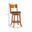 Sabi 24 inch Swivel Counter Stool- Solid Wood- Faux Leather- Brown- Black