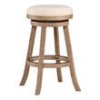 Liam 29 Inch Wood Barstool- Swivel Seat- High Density Foam Cushion- Ivory