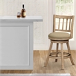 Adam 24 Inch Solid Wood Swivel Counter Stool- Slatted Back- Oat Brown