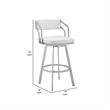 Lyla 26 Inch Counter Height Stool- Swivel- Faux Leather- White- Silver