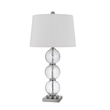 29 Inch Accent Table Lamp Set of 2- Stacked Crackle Glass balls- Silver