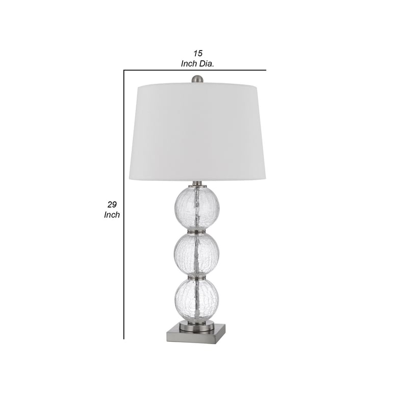 29 Inch Accent Table Lamp Set of 2- Stacked Crackle Glass balls- Silver