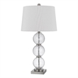 29 Inch Accent Table Lamp Set of 2- Stacked Crackle Glass balls- Silver