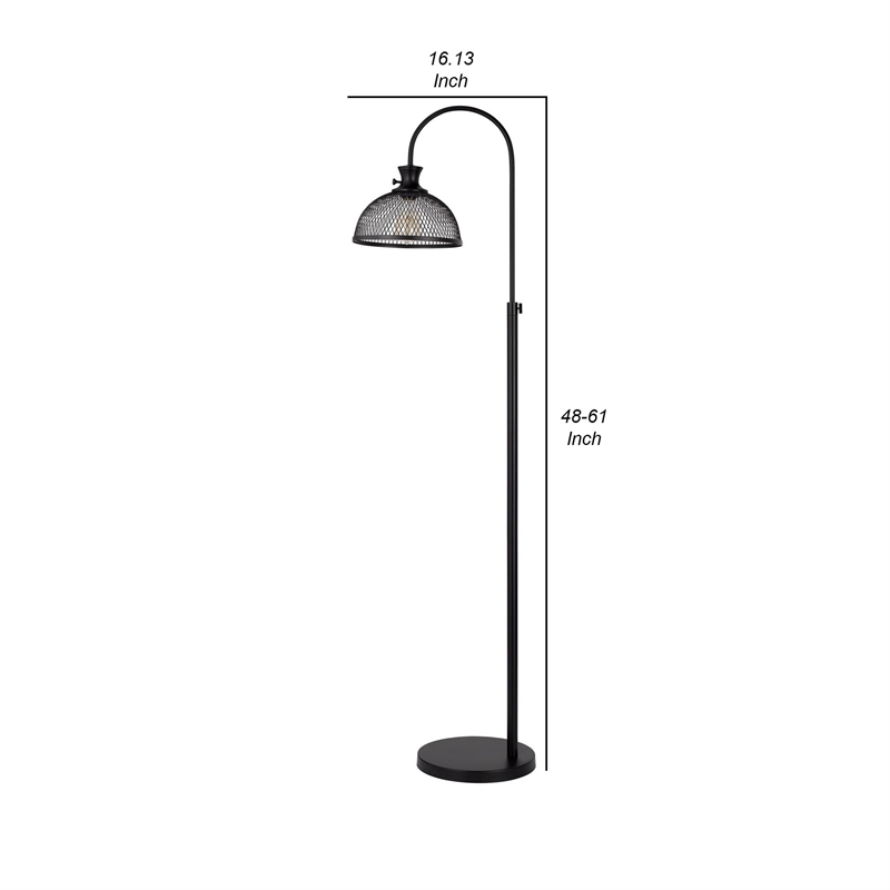 61 Inch Modern Floor Lamp- Hanging Mesh Shade- Metal Base- Black