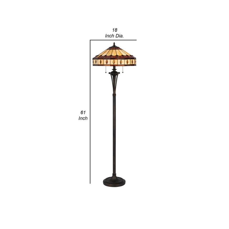Xia 61 Inch Style Vintage Floor Lamp- Glass Shade- Antique Bronze
