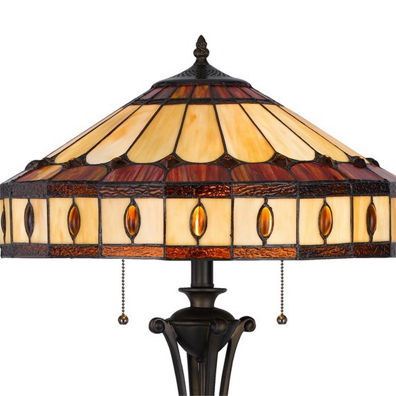 Xia 61 Inch Style Vintage Floor Lamp- Glass Shade- Antique Bronze