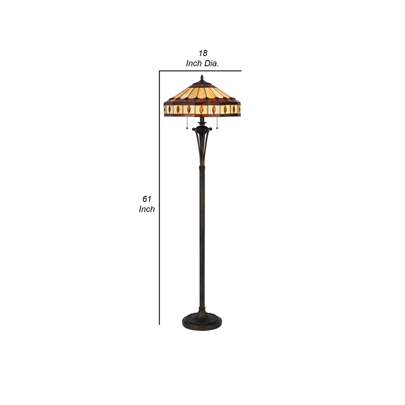 Xia 61 Inch Style Vintage Floor Lamp- Glass Shade- Antique Bronze