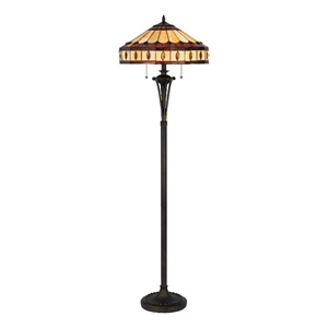 Xia 61 Inch Style Vintage Floor Lamp- Glass Shade- Antique Bronze