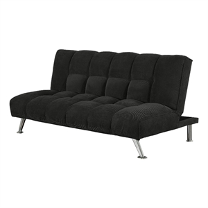 75 Inch Sofa Bed- Pocket Coils and Spring- Stylish Tufted Black Fabric