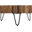 Zoro 42 Inch Coffee Table- Reclaimed Wood- Hairpin Legs- Brown and Black