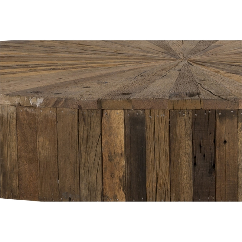 Zoro 42 Inch Coffee Table- Reclaimed Wood- Hairpin Legs- Brown and Black