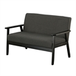 Gala 45 Inch Modern Loveseat Bench- Dark Gray Fabric- Jet Black Wood Frame