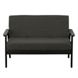 Gala 45 Inch Modern Loveseat Bench- Dark Gray Fabric- Jet Black Wood Frame