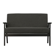 Gala 45 Inch Modern Loveseat Bench- Dark Gray Fabric- Jet Black Wood Frame