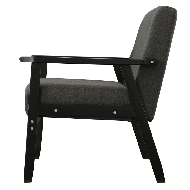 Gala 45 Inch Modern Loveseat Bench- Dark Gray Fabric- Jet Black Wood Frame