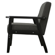 Gala 45 Inch Modern Loveseat Bench- Dark Gray Fabric- Jet Black Wood Frame