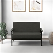 Gala 45 Inch Modern Loveseat Bench- Dark Gray Fabric- Jet Black Wood Frame