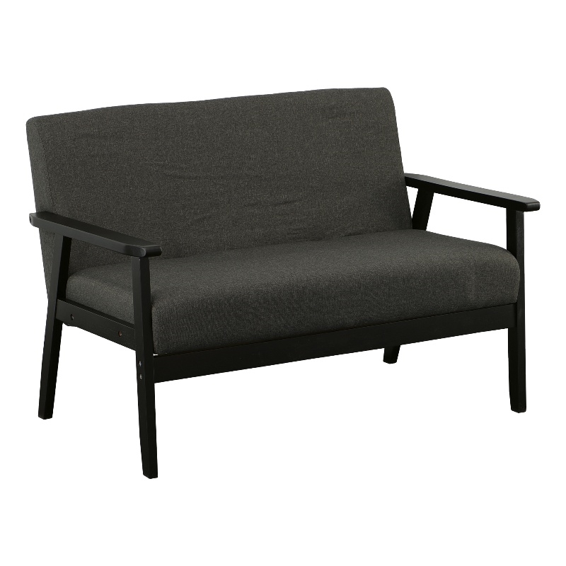 Gala 45 Inch Modern Loveseat Bench- Dark Gray Fabric- Jet Black Wood Frame