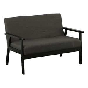 Gala 45 Inch Modern Loveseat Bench- Dark Gray Fabric- Jet Black Wood Frame