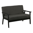 Gala 45 Inch Modern Loveseat Bench- Dark Gray Fabric- Jet Black Wood Frame