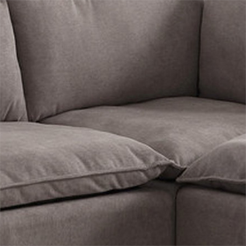 Amato 84 Inch Modern Sectional Arm Loveseat and Ottoman Set- Gray Fabric