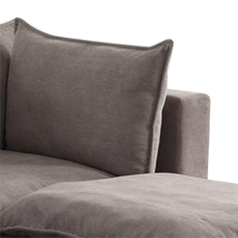 Amato 84 Inch Modern Sectional Arm Loveseat and Ottoman Set- Gray Fabric