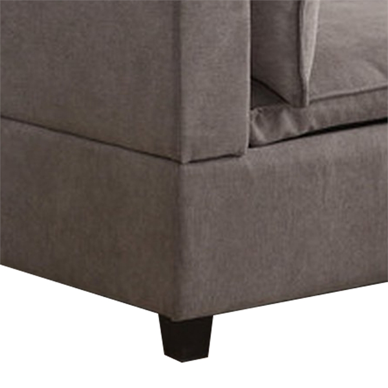 Amato 84 Inch Modern Sectional Arm Loveseat and Ottoman Set- Gray Fabric