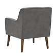 Kina 28 Inch Accent Chair- Gray Fabric- Button Tufted- Angled Wood Legs